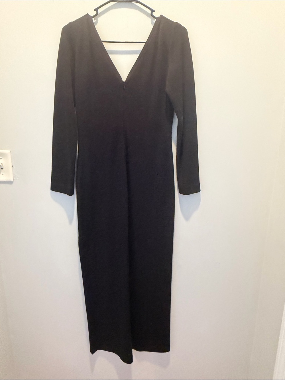 Linda Allard Ellen Tracy 100% Wool Vintage V-Neck Midi Dress with Long Sleeves - Picture 5 of 7